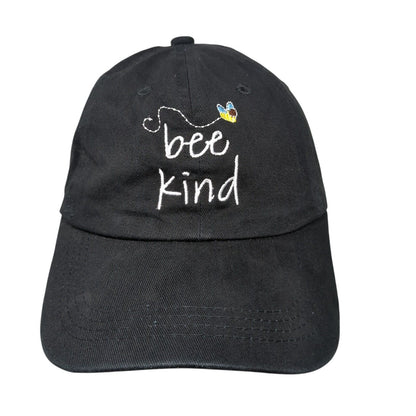 Bee Kind Slideback Hat Black OSFA Adjustable Embroidered 6 Panel