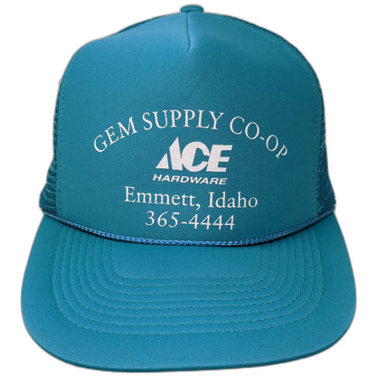 Cameo Trucker Hat Blue OSFM Gem Supply Co-op Ace Hardware Idaho Mesh Snapback