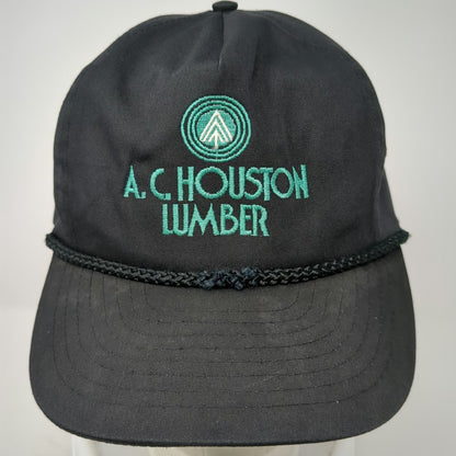 Nissin AC Houston Lumber 5 Panel Black One Size Rope Hat Adjustable Embroidered