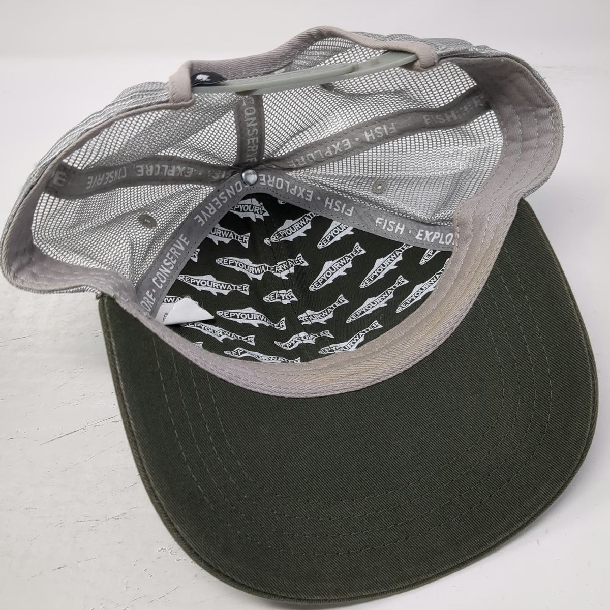 Rep Your Water Trucker Hat Green One Size Trout Fish Mesh Snapback Fishing Cap