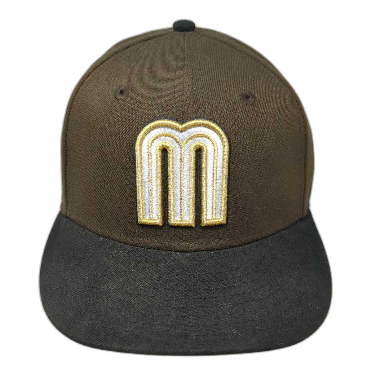New Era Mexico World Baseball Classic Brown Black Cap 7 3/8 Flat Brim Fitted Hat