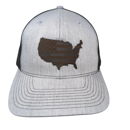 American Flag Snapback Trucker Hat Gray One Size Adjustable Mesh Back Richardson