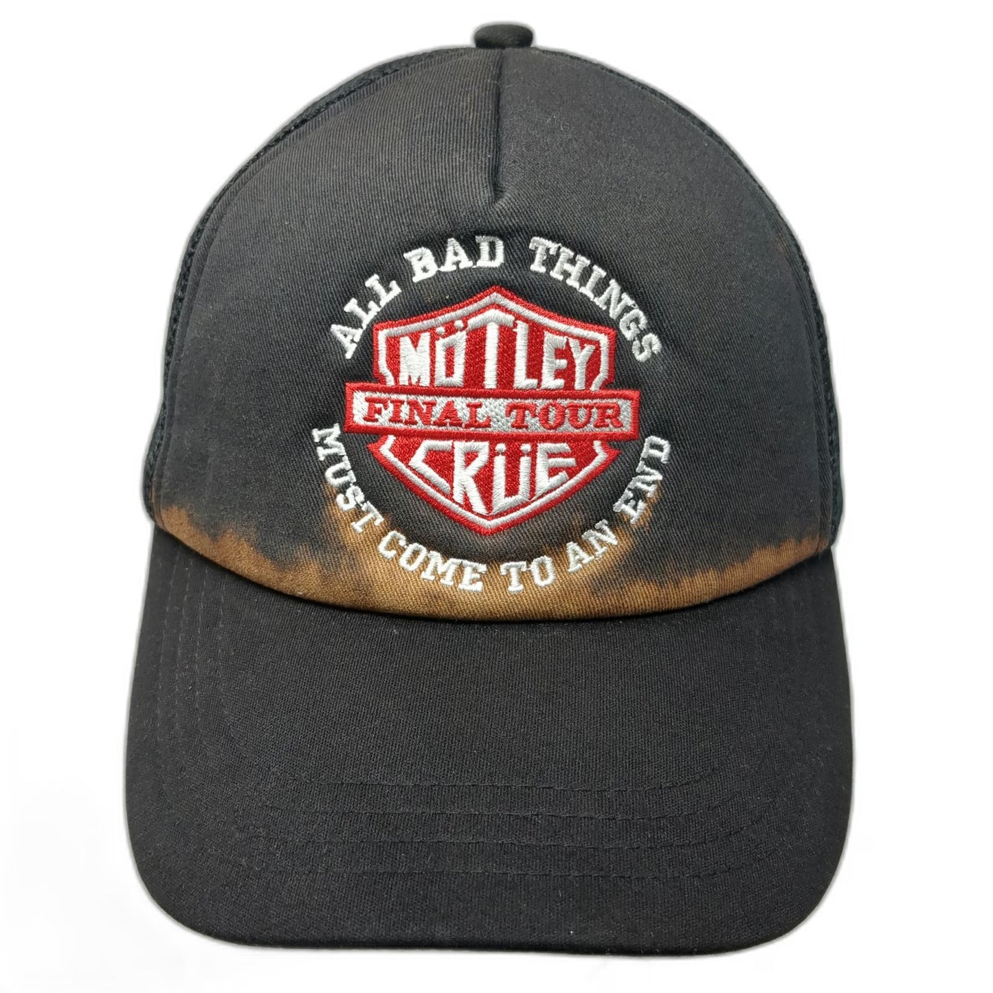 Motley Crue Final Tour All Bad Things Trucker Hat Black One Size Snapback Mesh