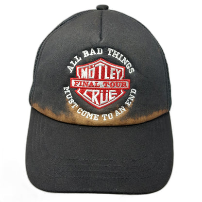 Motley Crue Final Tour All Bad Things Trucker Hat Black One Size Snapback Mesh