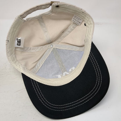 Caterpillar CAT Baseball Cap Black Beige One Size Contrast Stitch Logo Work Hat