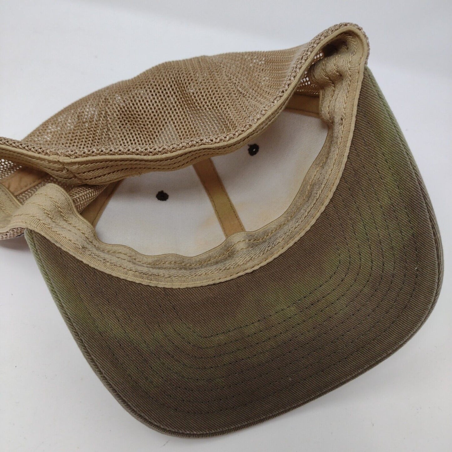 Columbia Global Outdoors Fitted Trucker Hat Tan One Size Patch Logo Mesh Back