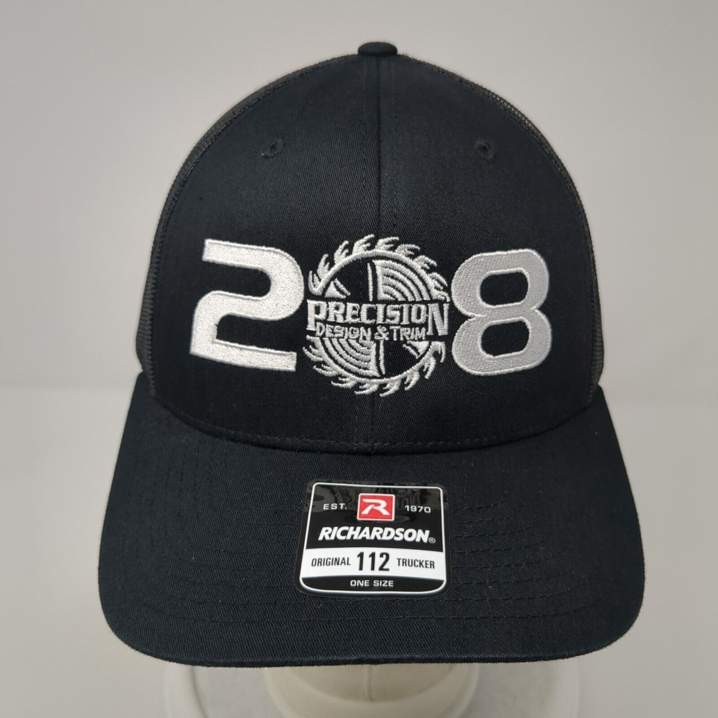 28 Precision Design & Trim Snapback Trucker Hat Black OS Mesh Back Richardson