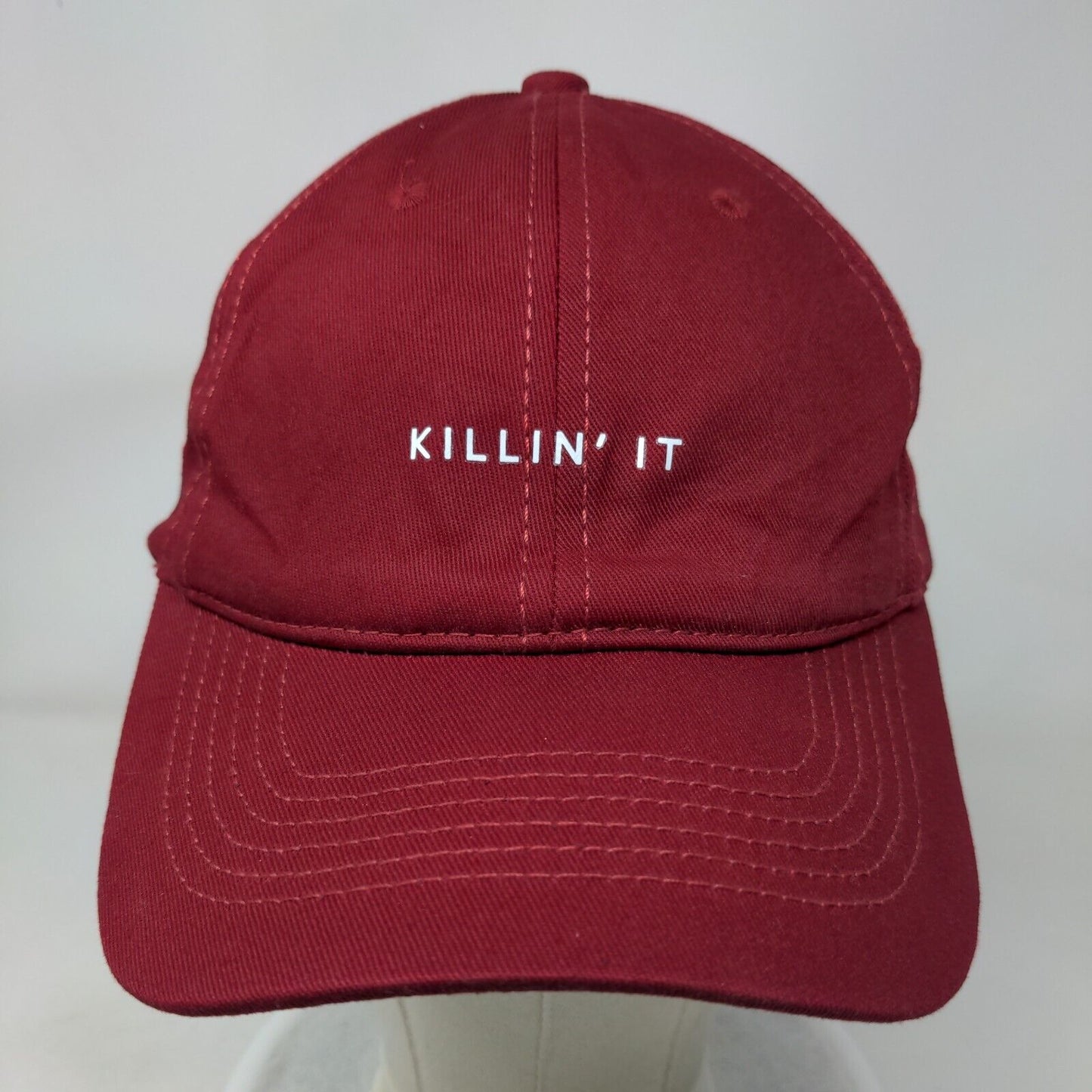 Killin' It Slideback Hat Red OS Adjustable Embroidered Vented Holes 6 Panel