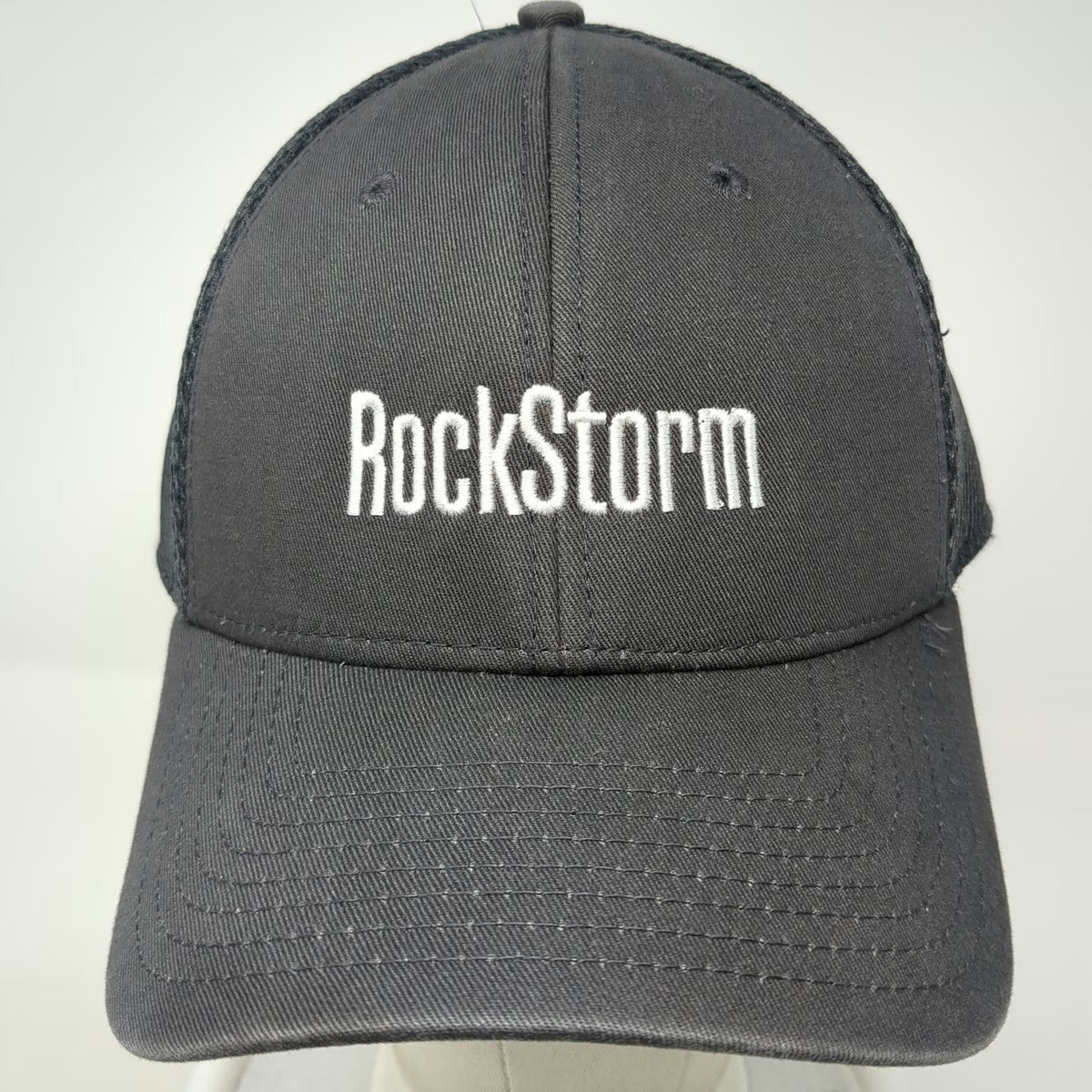 New Era Baseball Cap Gray L RockStorm Smith Bits Mesh Stretch Fit Hat