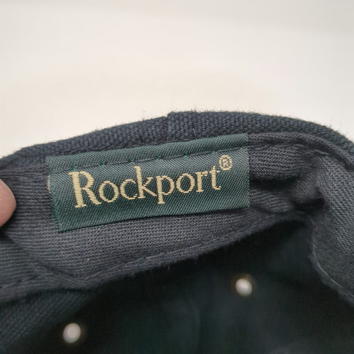 Rockport Baseball Cap Black OSFM Lighthouse Logo Gold Embroidery Slideback Hat