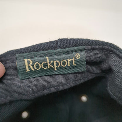 Rockport Baseball Cap Black OSFM Lighthouse Logo Gold Embroidery Slideback Hat