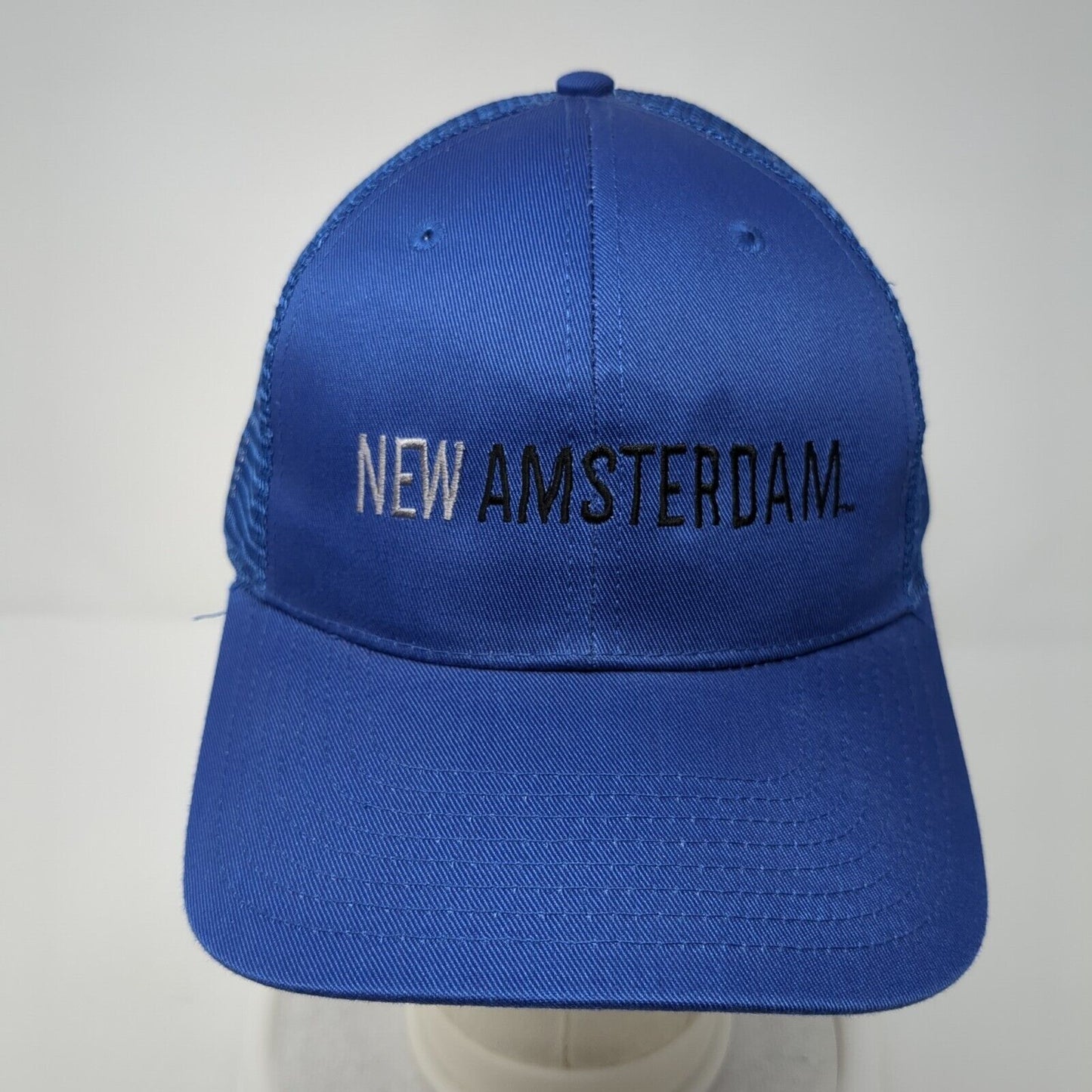 New Amsterdam Snapback Mesh Back Trucker Hat Blue One Size Mesh Back
