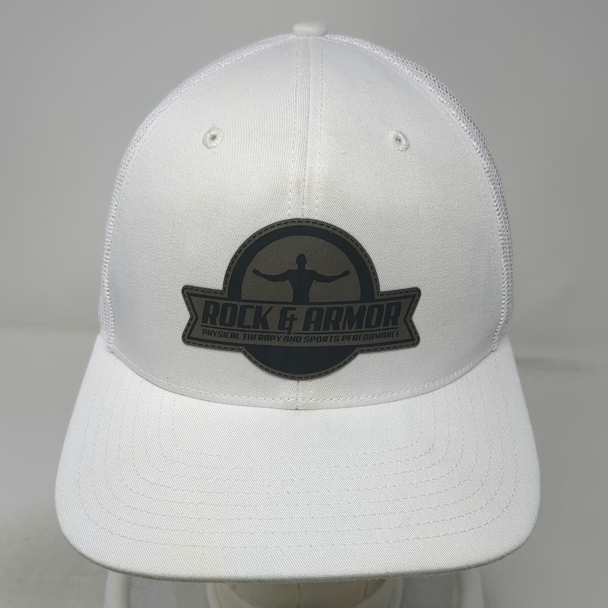 Richardson Trucker Hat White OSFM Rock & Armor Physical Therapy Mesh Snapback