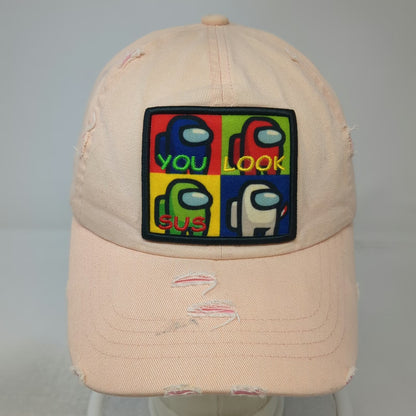Mi:ka: Among Us You Look Sus Pink Baseball Cap One Size Distressed Ripped Hat