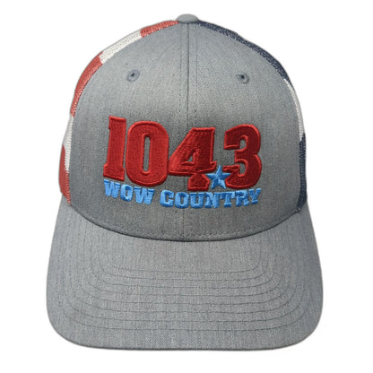 Richardson Trucker Hat Gray One Size US Flag 104.3 Wow Country Radio Mesh Back