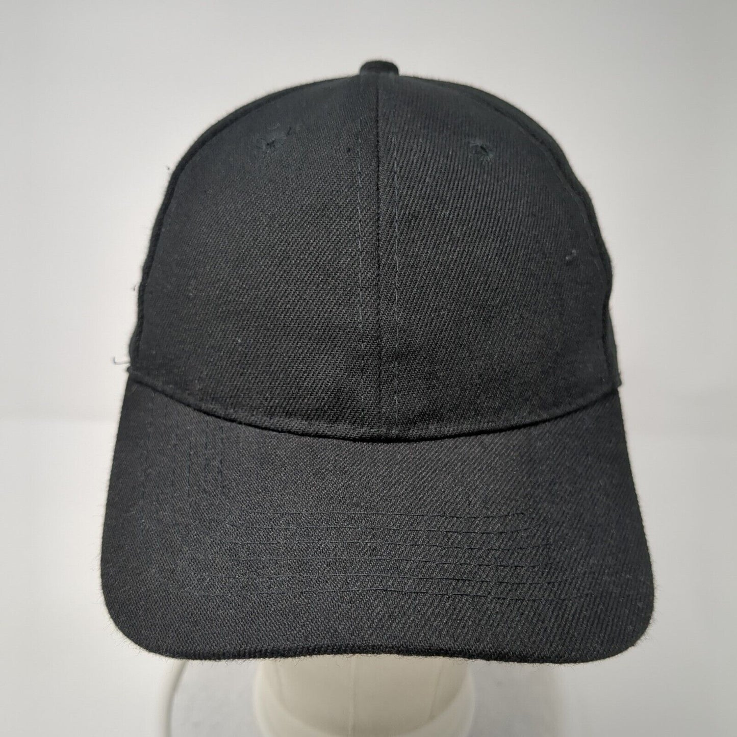 Unbranded Strapback Hat Black One Size 6 Panel Solid Adjustable Blank