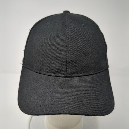 Unbranded Strapback Hat Black One Size 6 Panel Solid Adjustable Blank