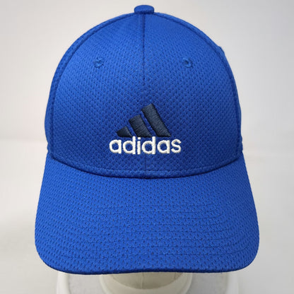Adidas Baseball Cap Blue M Performance Mesh Logo A-Flex Stretch Fit Athletic Hat