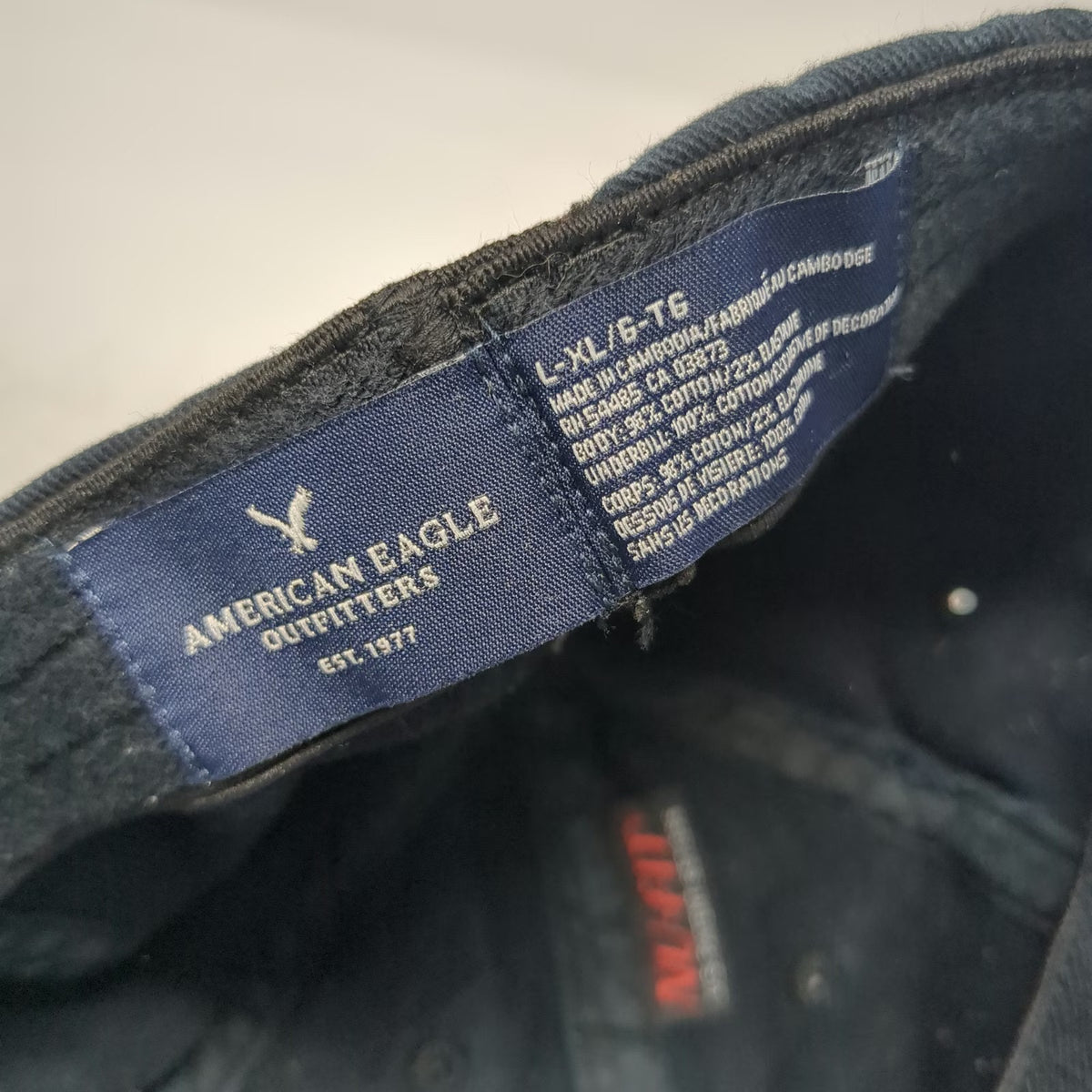 American Eagle Baseball Cap Blue XL Logo Nu-Fit Stretch Fit Cotton Solid Hat