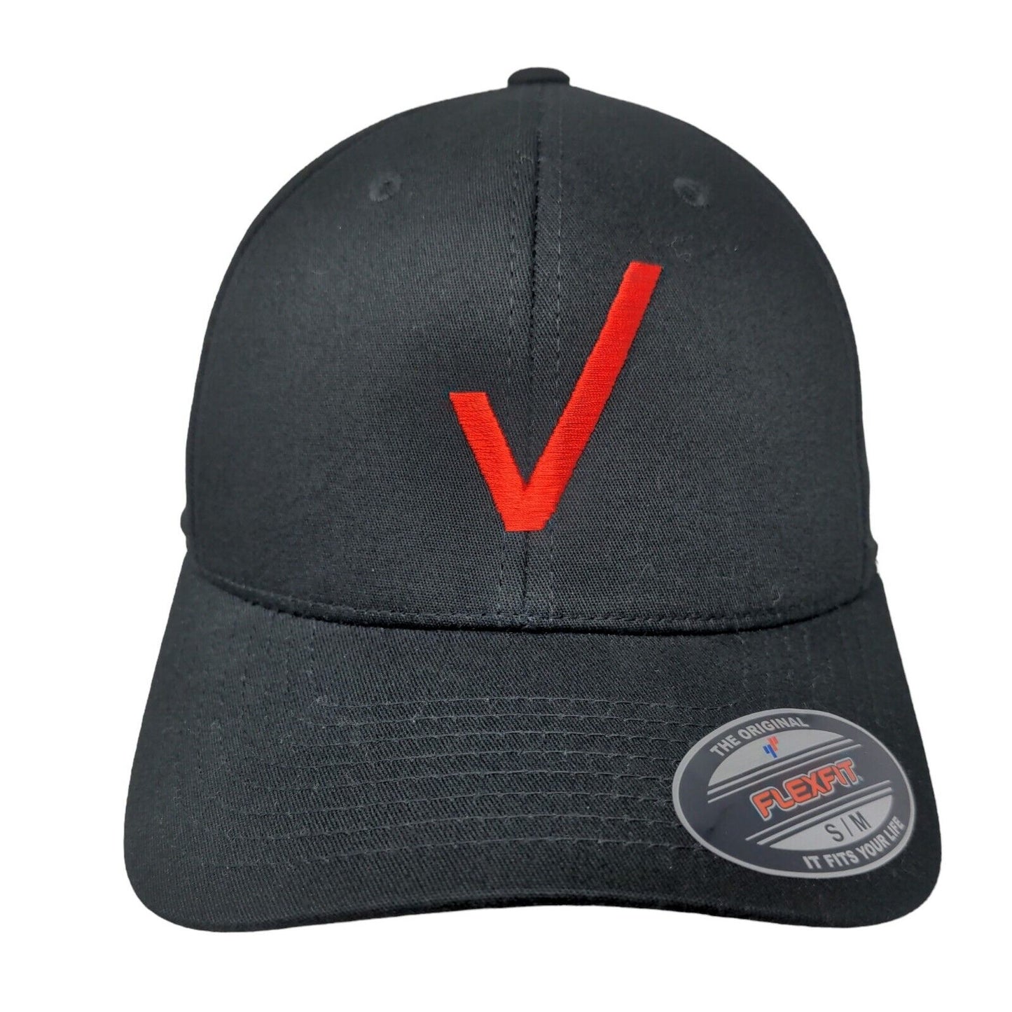 Flexfix Yupoong Fitted Hat Black Size S-M Embroidered Red Checkmark Logo