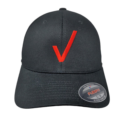 Flexfix Yupoong Fitted Hat Black Size S-M Embroidered Red Checkmark Logo