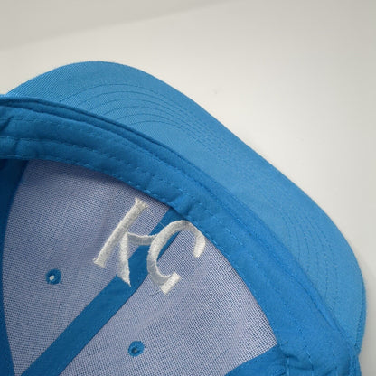 KC Snapback Hat Blue One Size Adjustable Embroidered Vented Holes 6 Panel Swag
