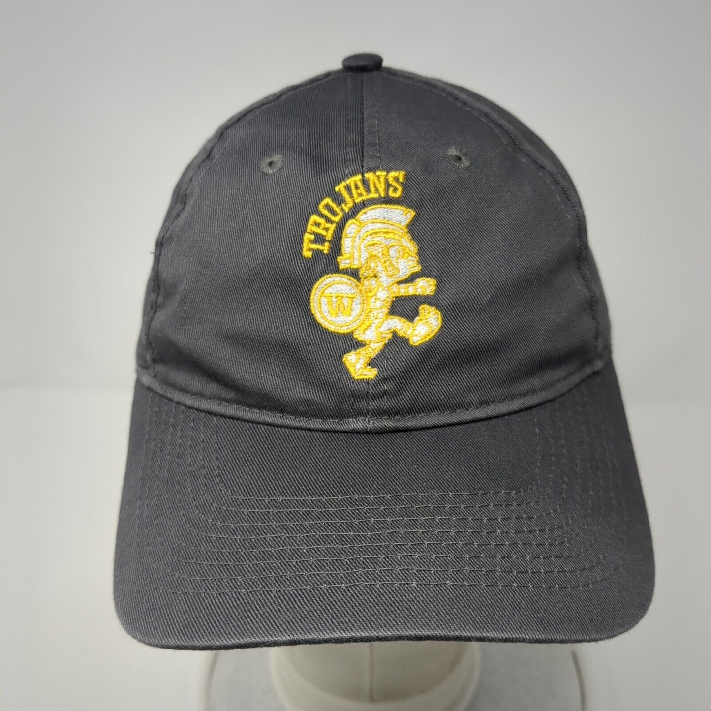 Trojans Strapback Hat Gray One Size Adjustable Embroidered Port & Company Cotton