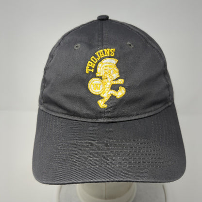 Trojans Strapback Hat Gray One Size Adjustable Embroidered Port & Company Cotton