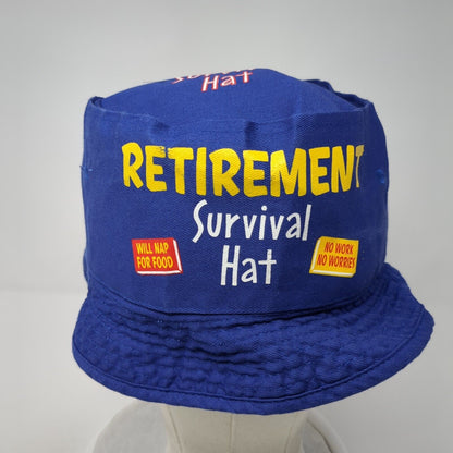 Retirement Survival Bucket Hat Blue One Size Solid No Work No Worries