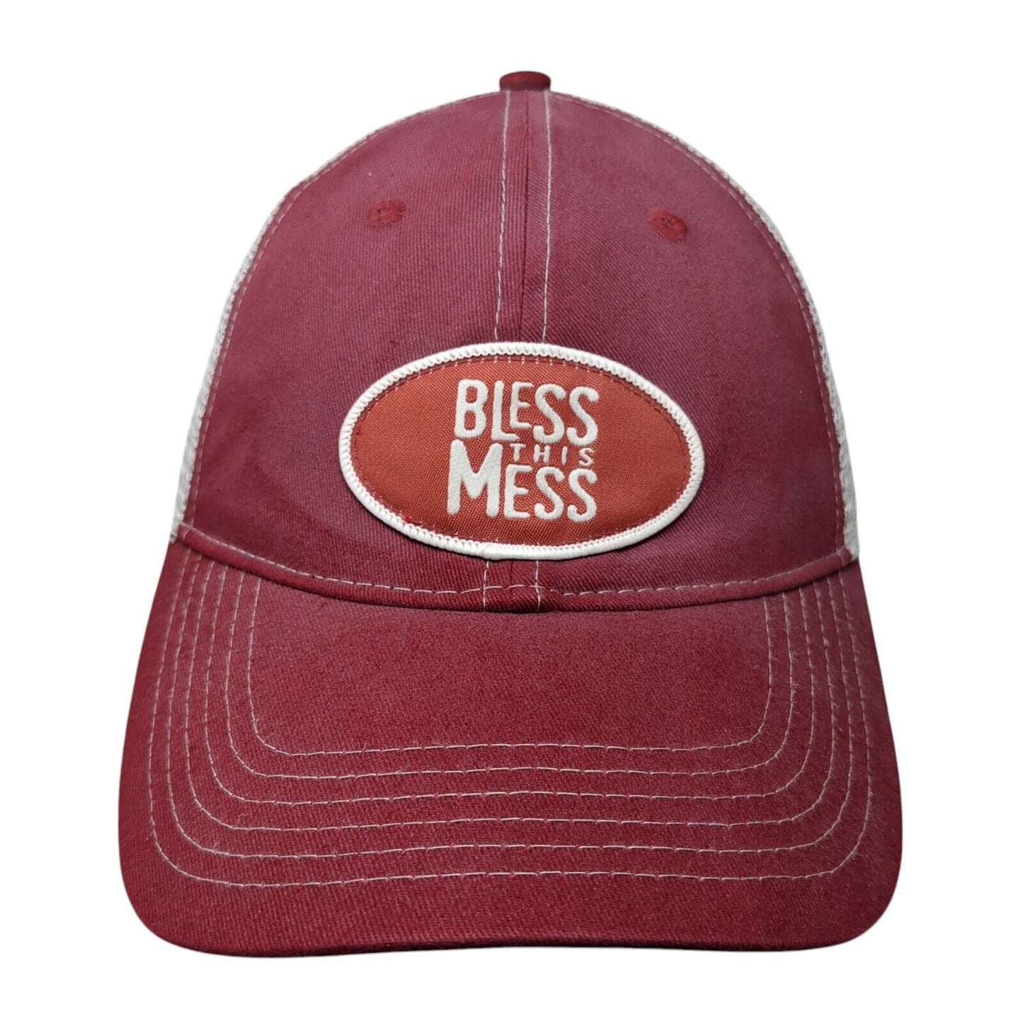 Bless This Mess Snapback Trucker Hat Red One Size Adjustable Mesh Back