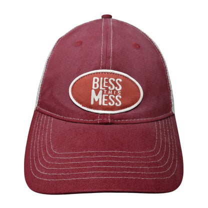 Bless This Mess Snapback Trucker Hat Red One Size Adjustable Mesh Back