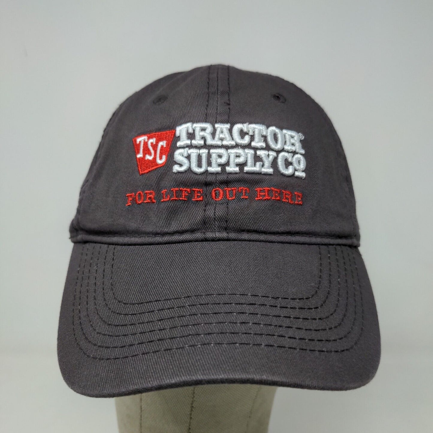 Tractor Supply Co Men's Slideback Hat Gray Adjustable Embroidered Logo Cotton