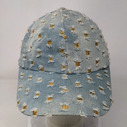 Unbranded Slideback Hat Blue One Size Solid Denim Distressed 6 Panel