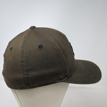 Fox 5 Panel Brown M Hat Flexfit Stretch Fit Embroidered Logo Fitted Cotton