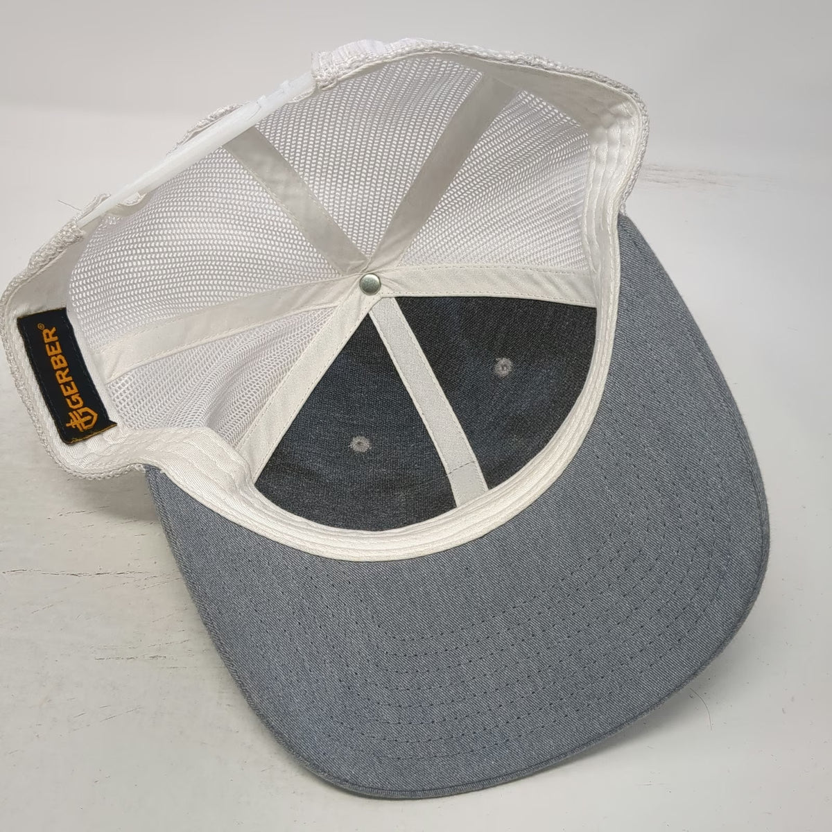 Gerber Trucker Hat Gray One Size Mesh Snapback Iridescent Logo Patch 1939