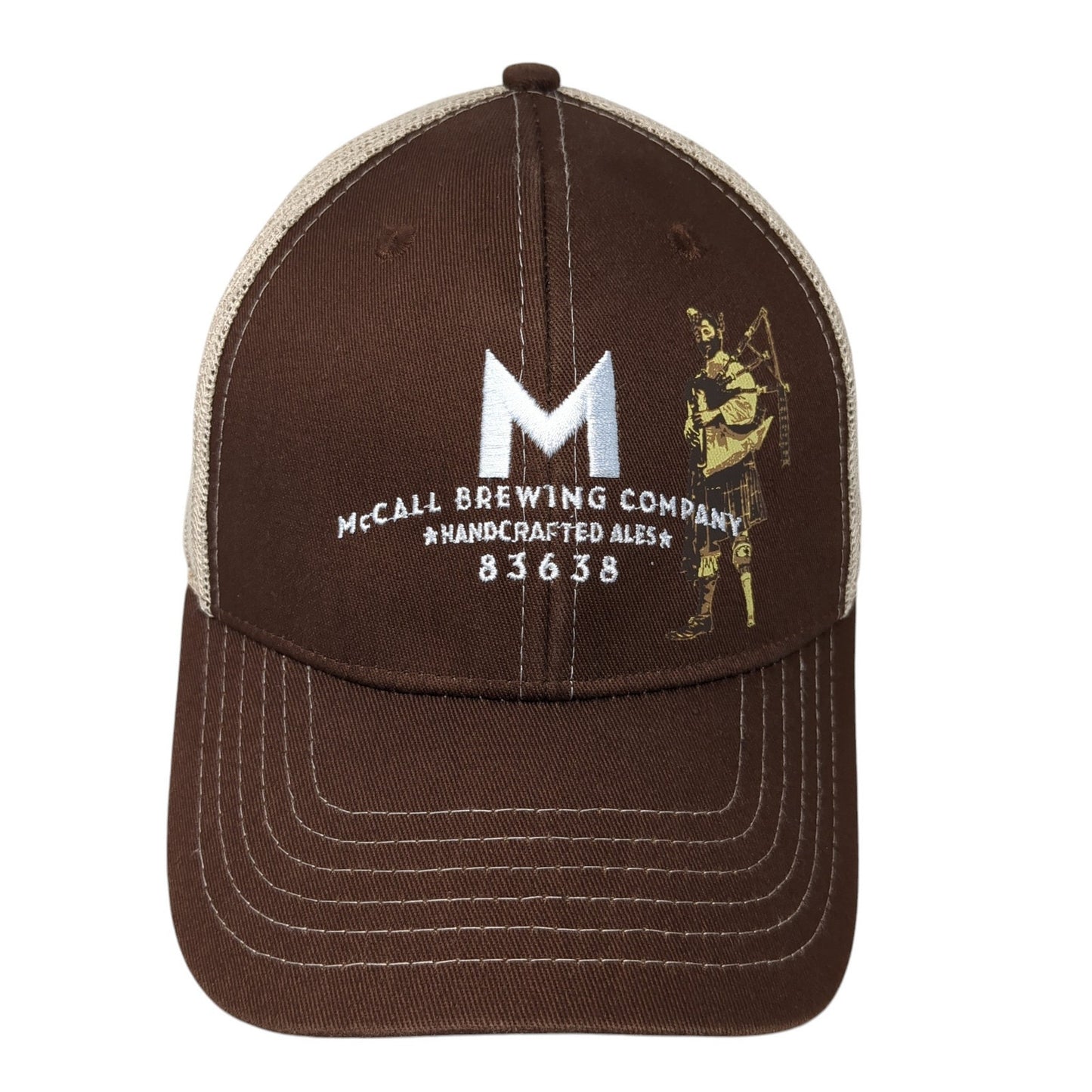McCall Brewing Company Snapback Trucker Hat Brown One Size Mesh Back