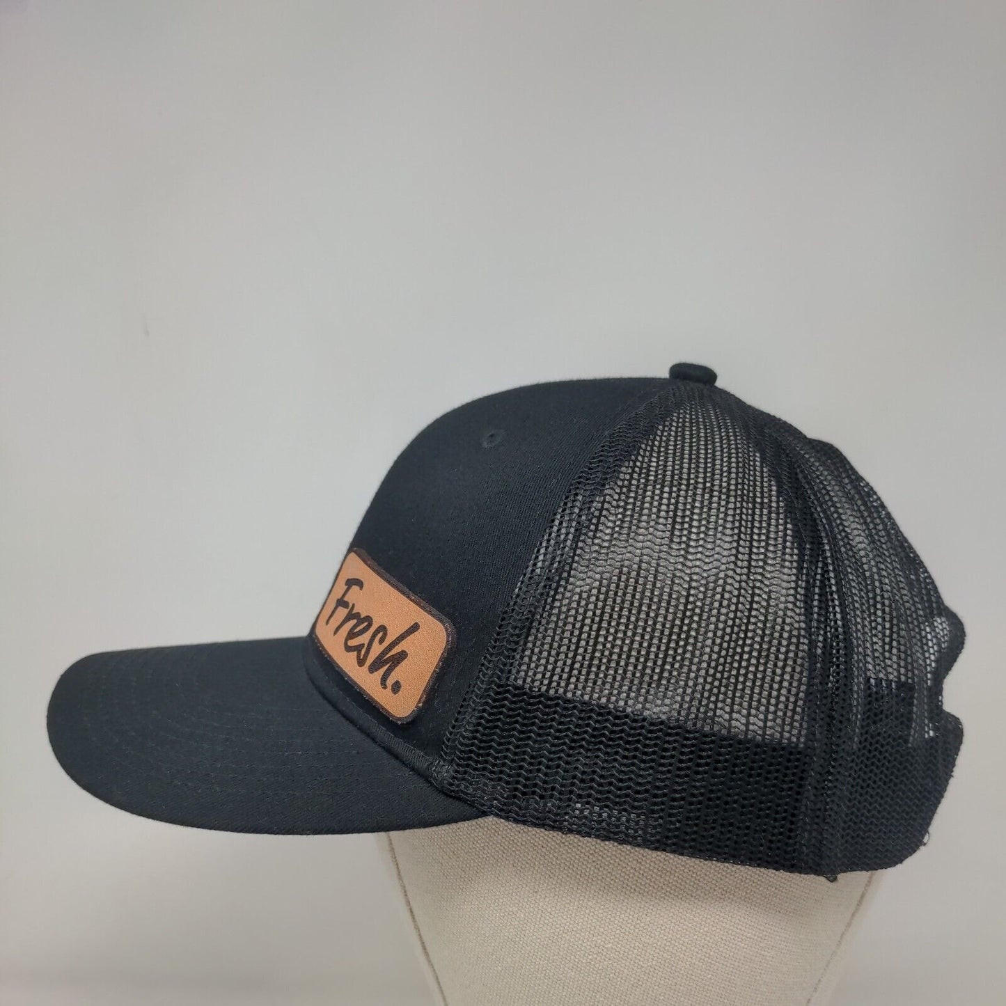 Fresh Patch Snapback Mesh Back Trucker Hat Black One Size Port Authority