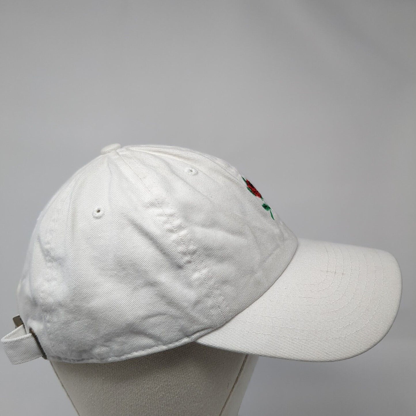 Rose Slideback Hat White One Size Adjustable Embroidered KB ETHOS Vintage
