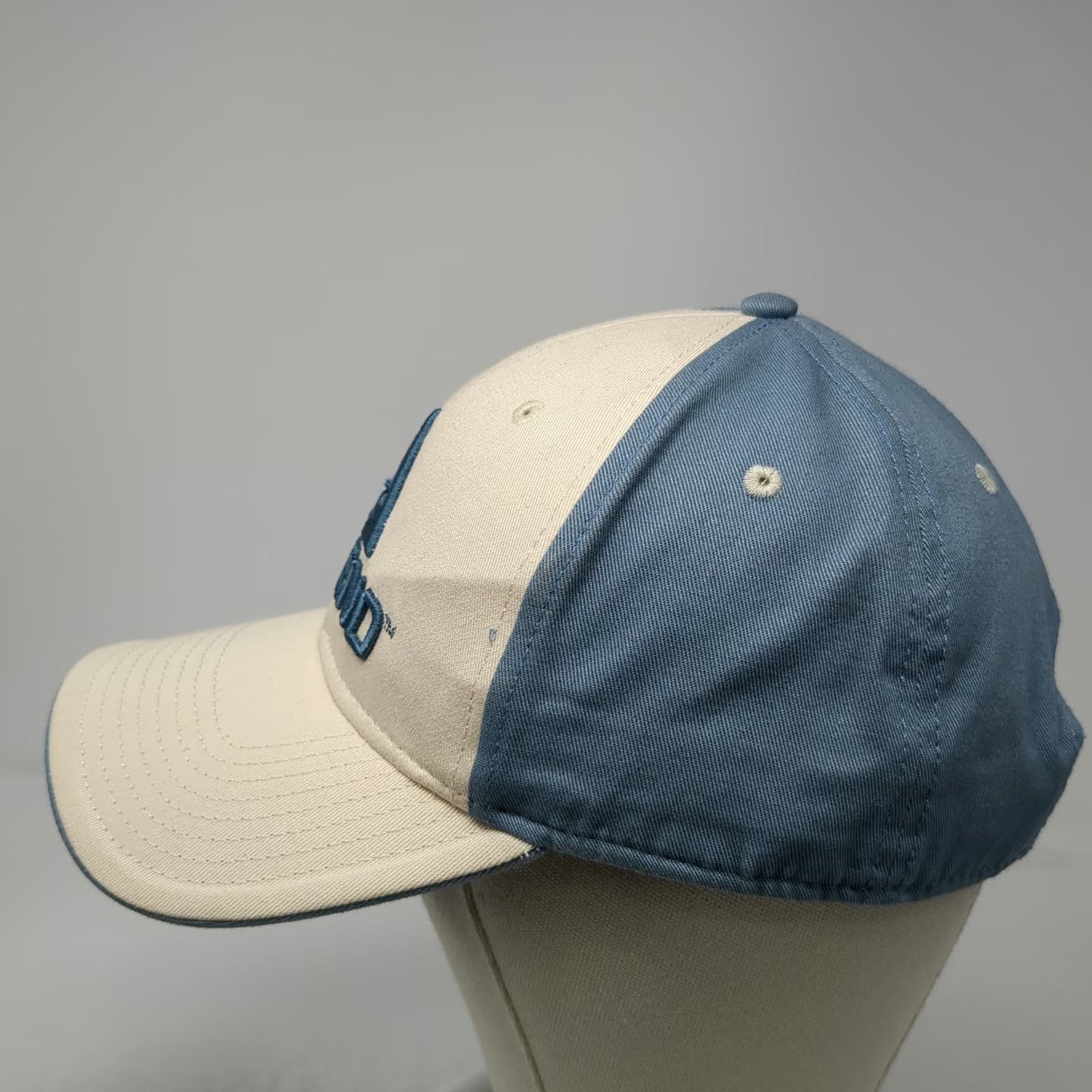 Ascend Baseball Cap Hat Blue Beige One Size Embroidered Logo Strapback Cotton
