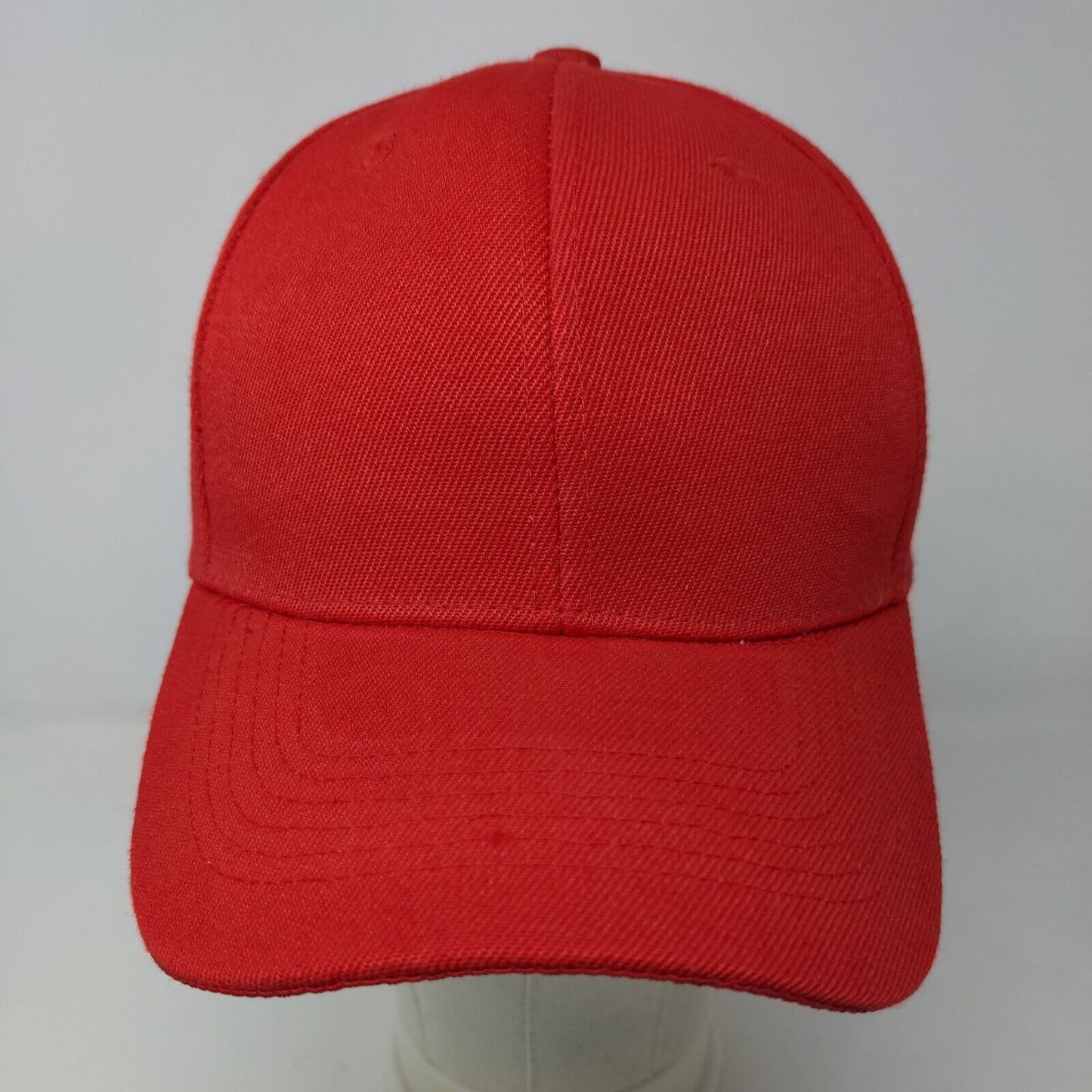 Unbranded Men's Strapback Hat Red Blank Acrylic Wool Blend Adjustable