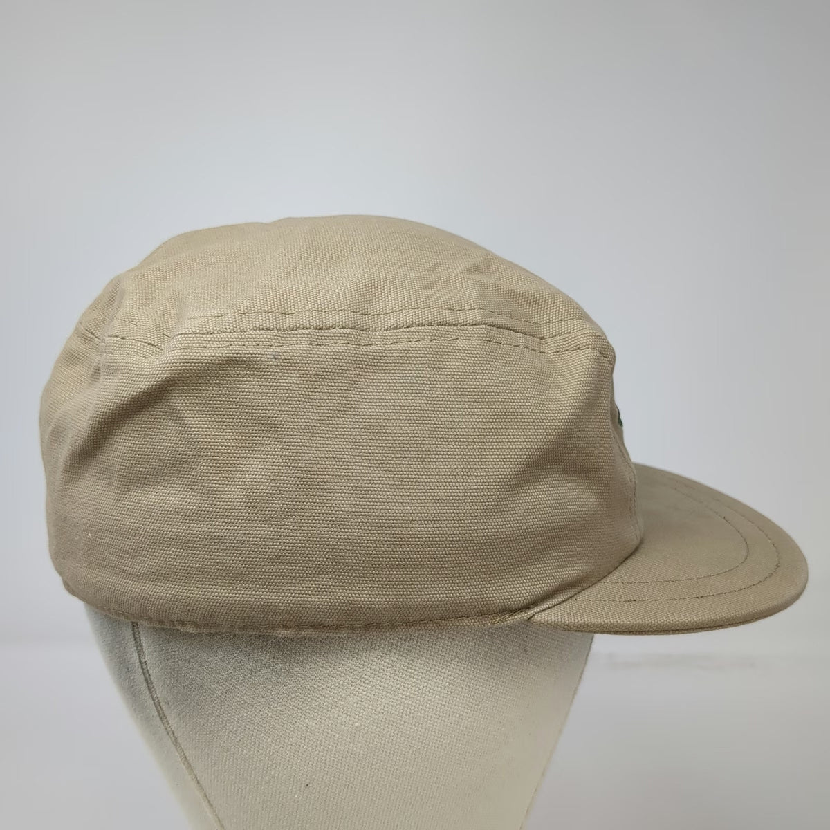 Stormy Kromer Baseball Cap Beige M Made in USA 5 Panel Embroidered Cotton Hat
