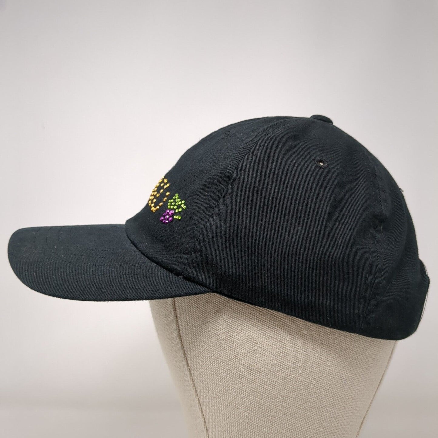 Wino Slideback Hat Black OSFM Adjustable Rhinestone Bling Magic