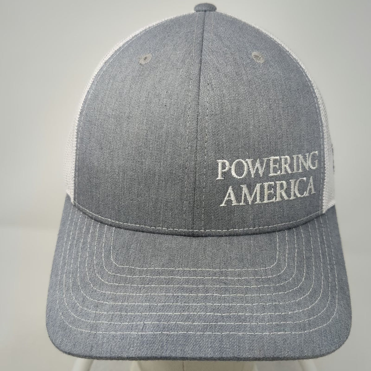 Richardson Trucker Hat Gray One Size Powering America Snapback Mesh Back Hat
