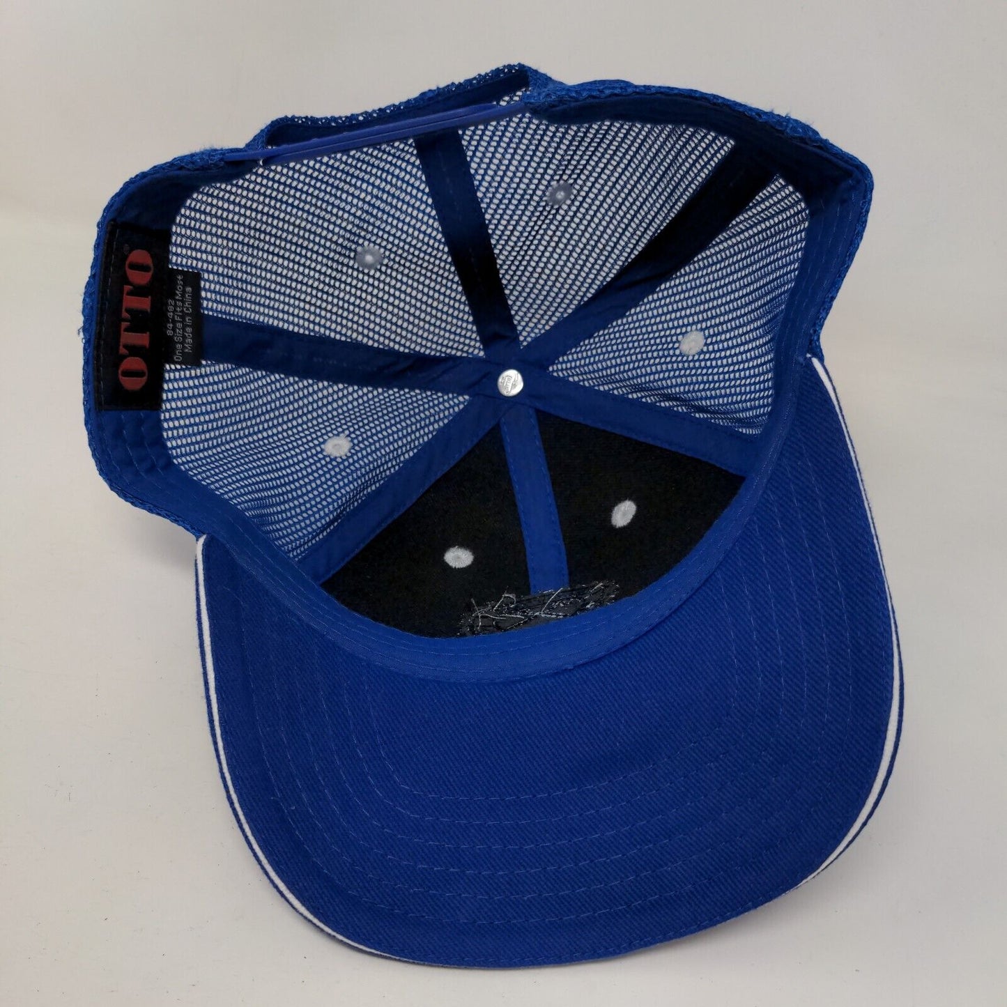 Thorntons Snapback Trucker Hat Blue OS Adjustable Mesh Embroidered Back Otto