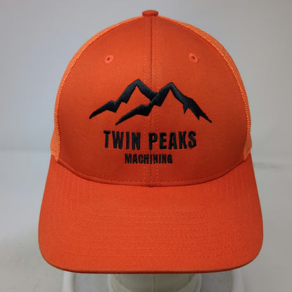 Richardson Trucker Hat Orange One Size Twin Peaks Machining Mountains Mesh 112