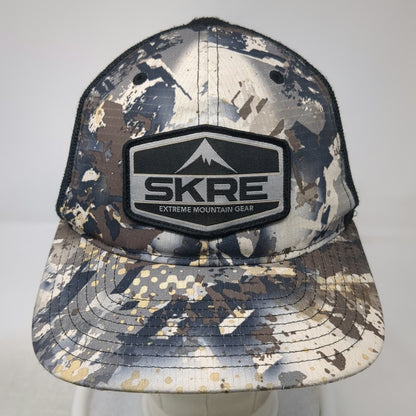 SKRE Trucker Hat Gray Black Camo One Size Mountain Gear Snapback Hunting Outdoor