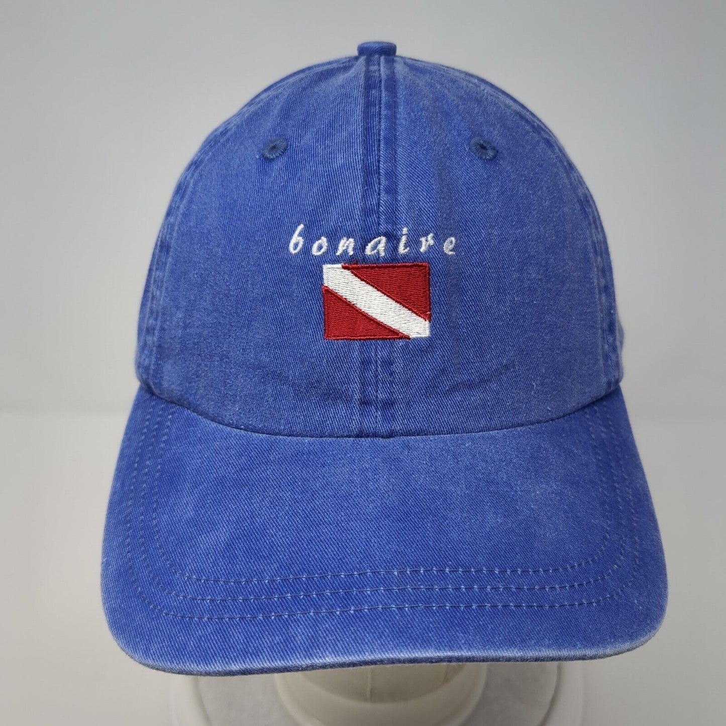 Bonaire Strapback Hat Blue One Size Adjustable Embroidered Solid Ahead
