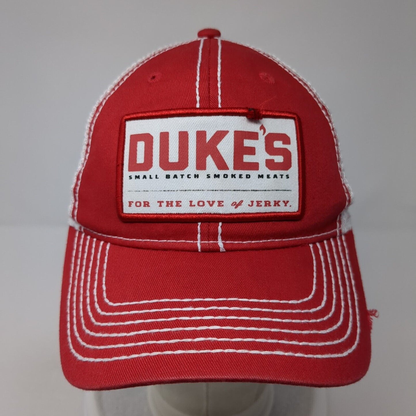 Duke's Small Batch Smoked Meats Trucker Hat Red One Size Mesh Back