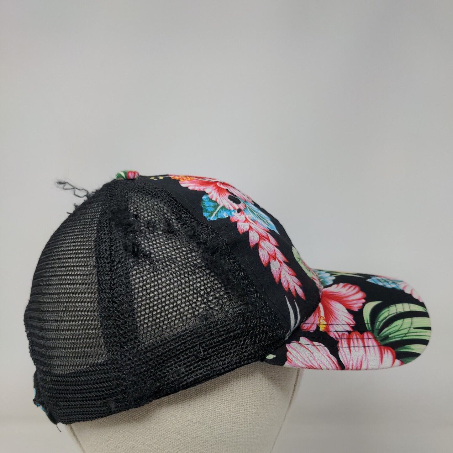Floral Print Strapback Mesh Back Trucker Hat Multi Adjustable Hawaiian