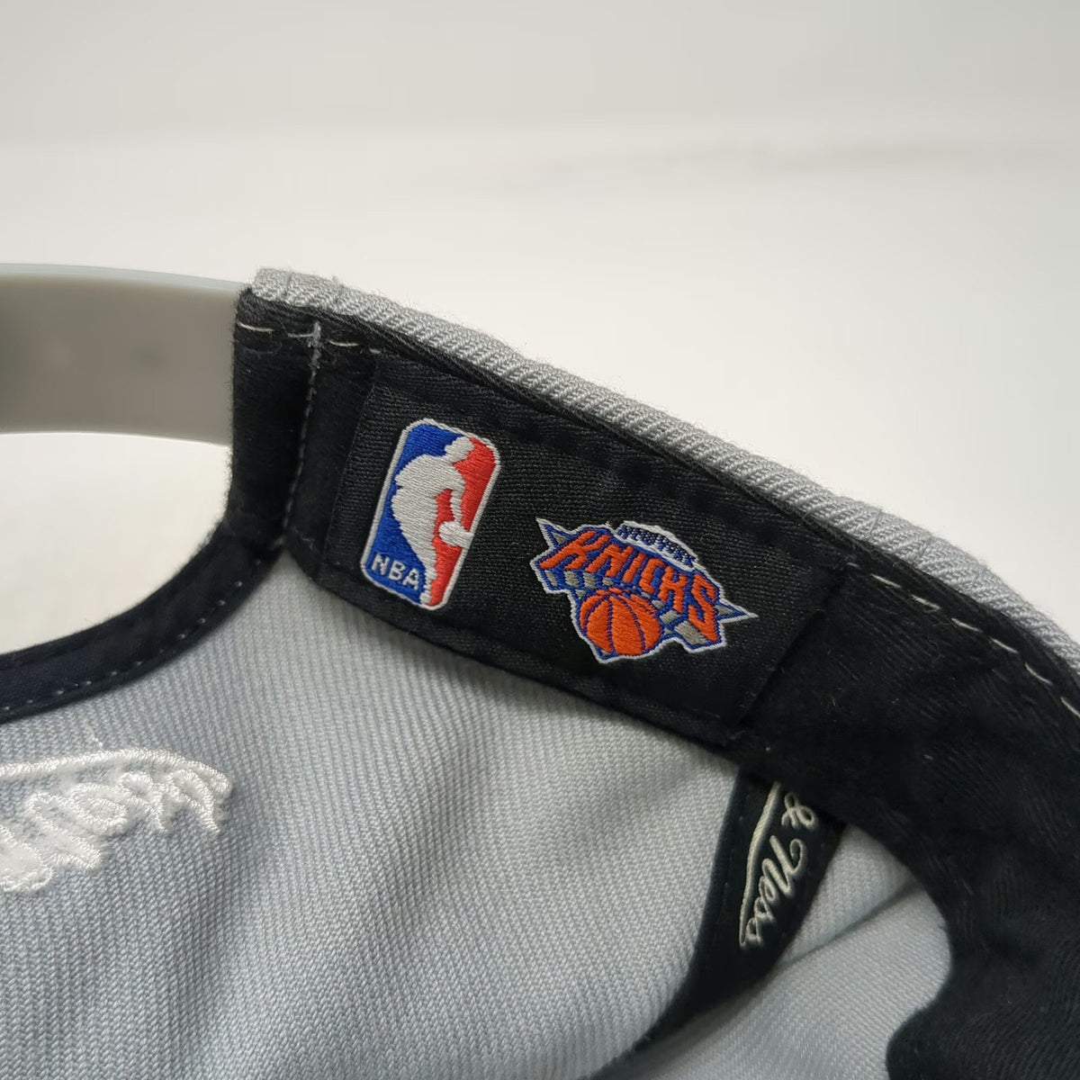 Mitchell & Ness NBA New York Knicks Snapback Hat Gray White One Size Embroidered